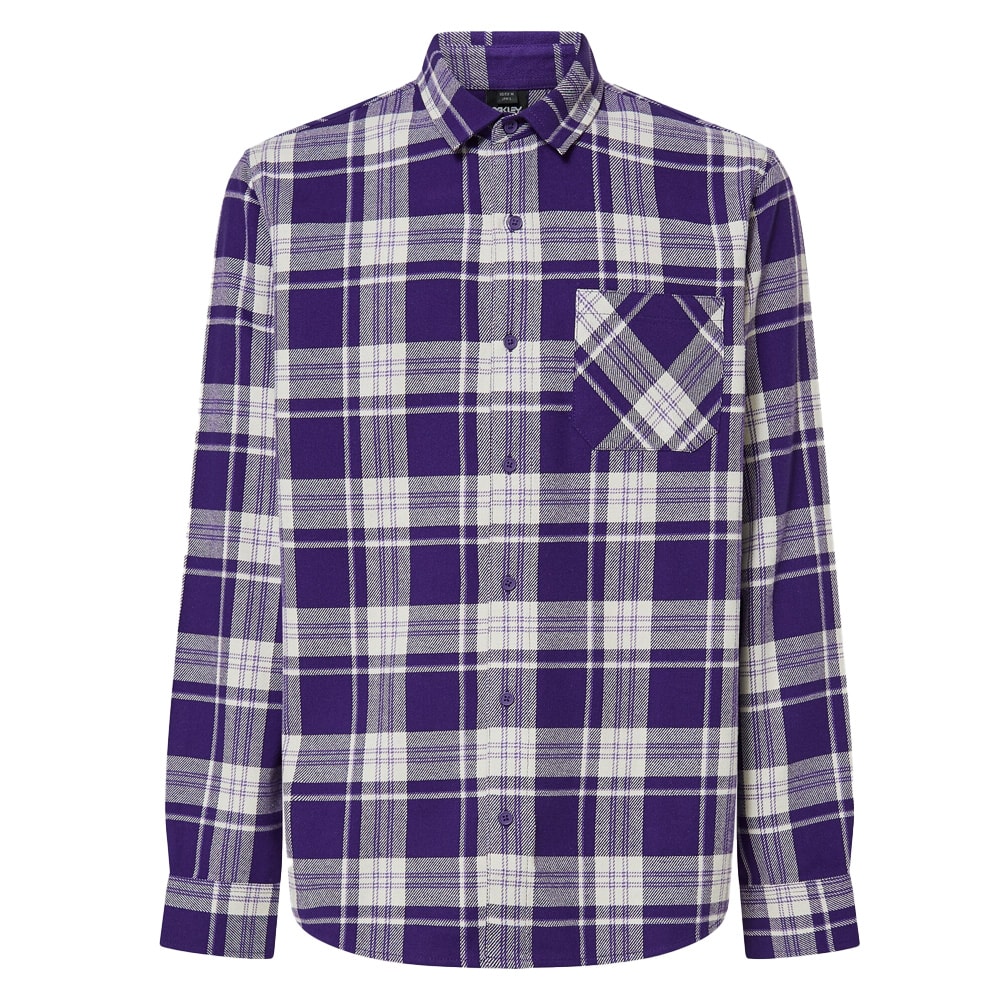 Oakley Men's Deep Amethyst/Mist Lifestyle Podium Plaid Ls Flannel FOA402573-9MX Top, Small - Oakley