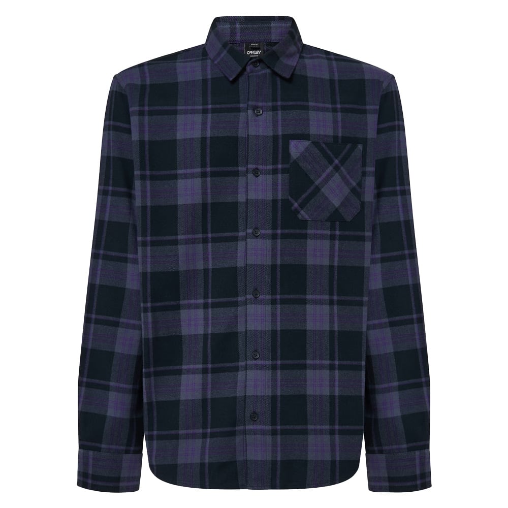 Oakley Men's Black/Graphite/Amethyst Lifestyle Podium Plaid Ls Flannel FOA402573-9QX Top, XXL - Oakley