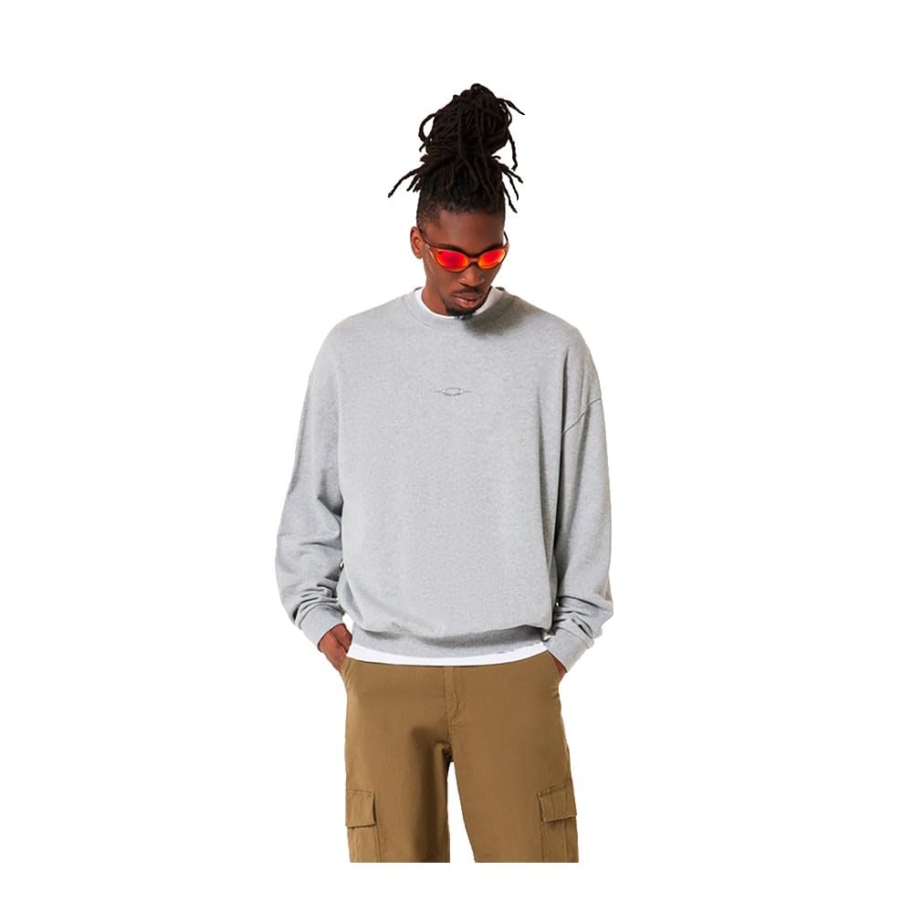 Oakley Men's New Granite Hthr Lifestyle Stacked Metal Sweatshirt FOA407447-28B in New Granite Heather, XXL - Oakley