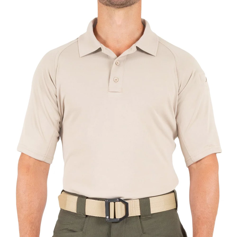 First Tactical Men's Performance Short Sleeve Polo Khaki 112509-055 Top, 5XL - First Tactical