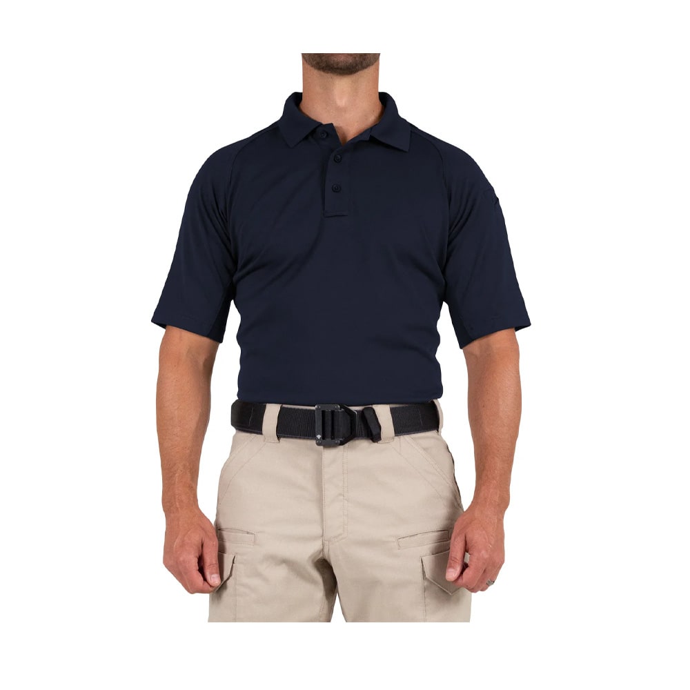 First Tactical Men's Performance Short Sleeve Polo Midnight Navy 112509-729 Top, 5XL - First Tactical