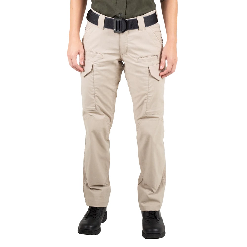 First Tactical Women's V2 Tactical Pants 2-Way Stretch Water Resistant Double-Dyed Khaki 124011-055, 24 - First Tactical