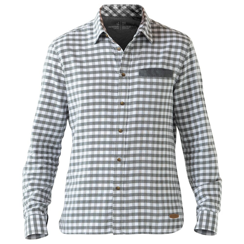 Swarovski Optik Swarovski Mens PS Plaid Shirt Gray/Green/White EU XXL/US XL 60645 - Swarovski Optik