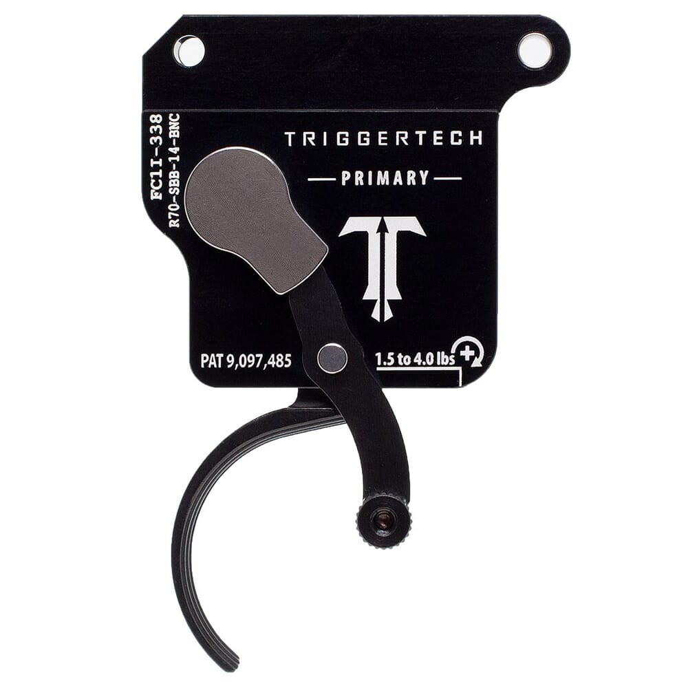 TriggerTech Rem 700 Clone Bottom Safety Single Stage Blk/Blk Primary Curved Bottom Clean 1.5-4.0 lbs Trigger R70-SBB-14-BNC - TriggerTech