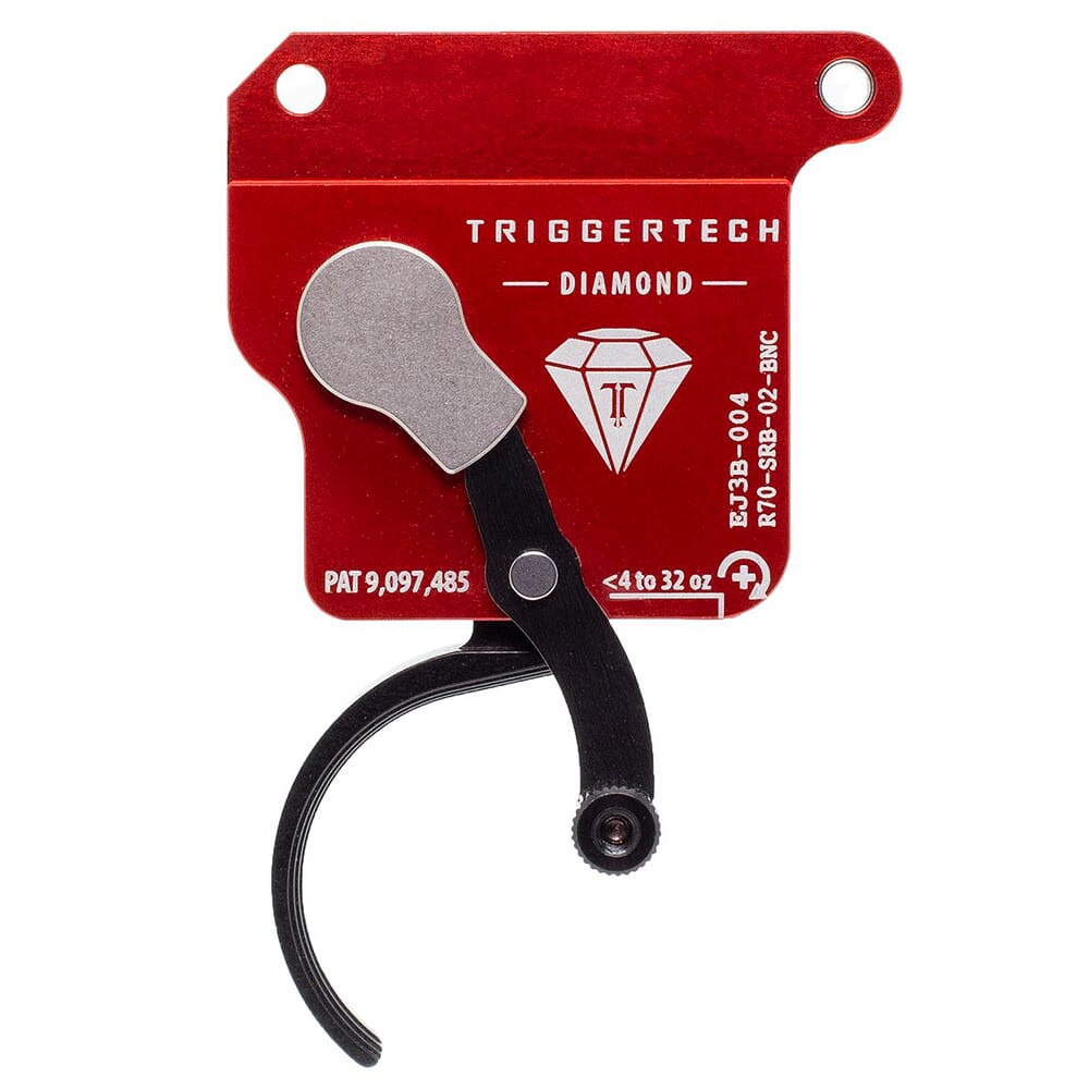 TriggerTech Rem 700 Clone Bottom Safety Single Stage Blk/Red Diamond Curved Bottom Clean 0.3-2.0 lbs Trigger R70-SRB-02-BNC - TriggerTech