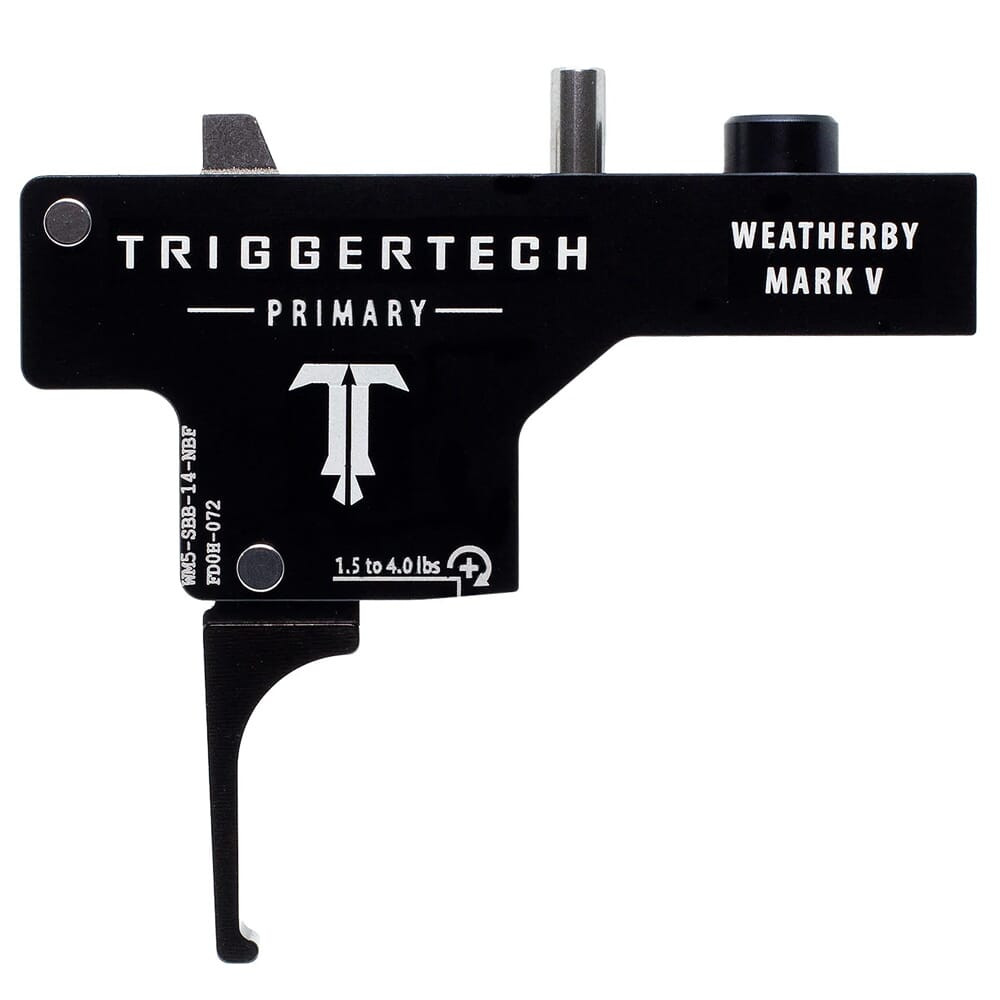 TriggerTech Weatherby Mark V Single Stage Black Primary Flat 1.5-4.0 lbs Trigger w/Bolt Release WM5-SBB-14-NBF - TriggerTech