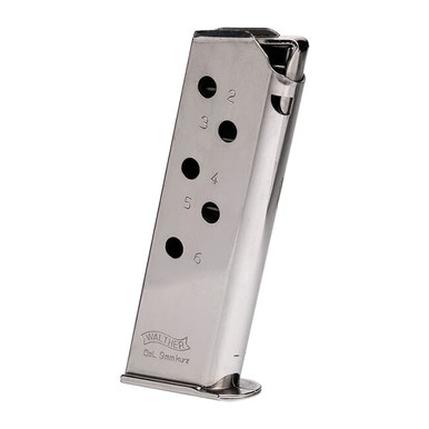 Walther Arms Walther PPK .380 ACP 6rd Nickel Magazine 2246009