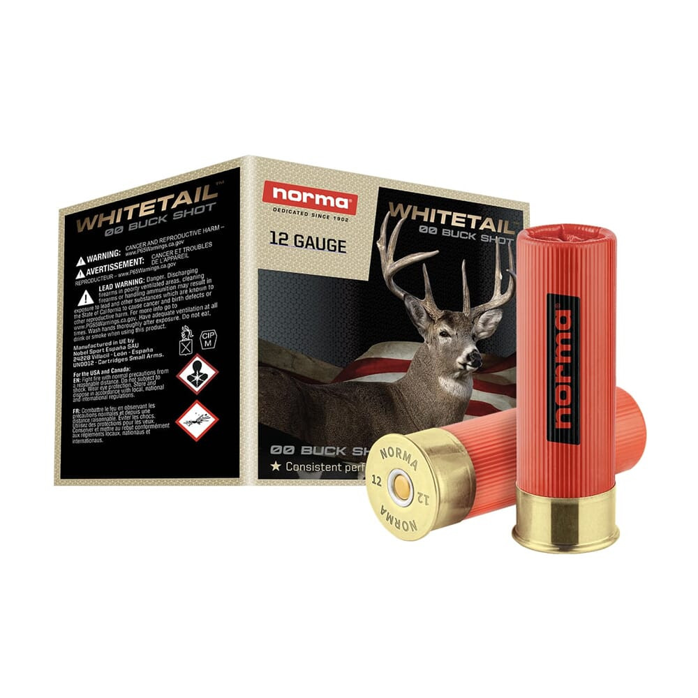 Norma Ammo Norma WHITETAIL 12ga 2.75" 9 Pellet 00 BuckShot (25/box) 1198043400 - Norma Ammo