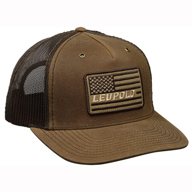 Leupold Flag Waxed Canvas Trucker Hat Buck/Brown 185040 - Leupold