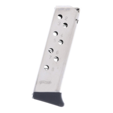 Walther Arms Walther PP/PPK/S .32 ACP Finger Rest Nickel 8rd Magazine 5136783 - Walther Arms