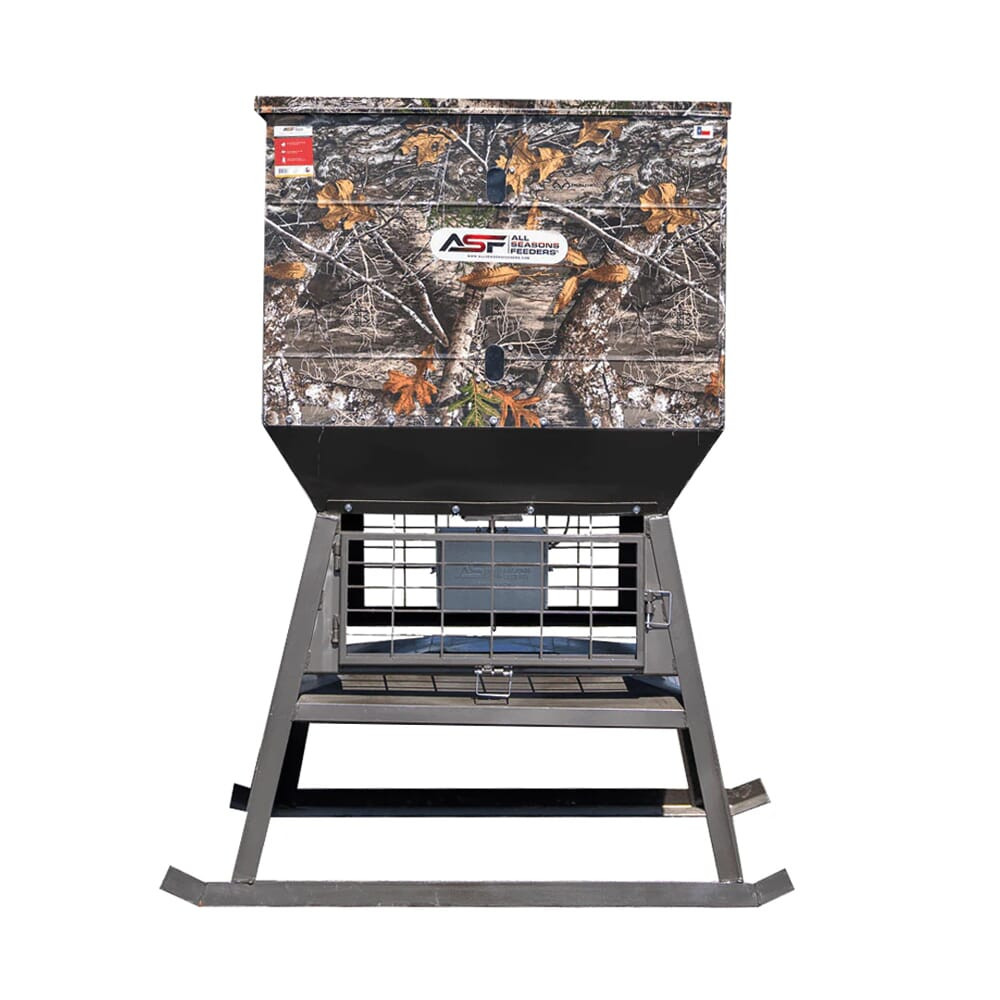 all seasons feeders ASF Stand & Fill 1000lb Camo Broadcast Feeder - all seasons feeders