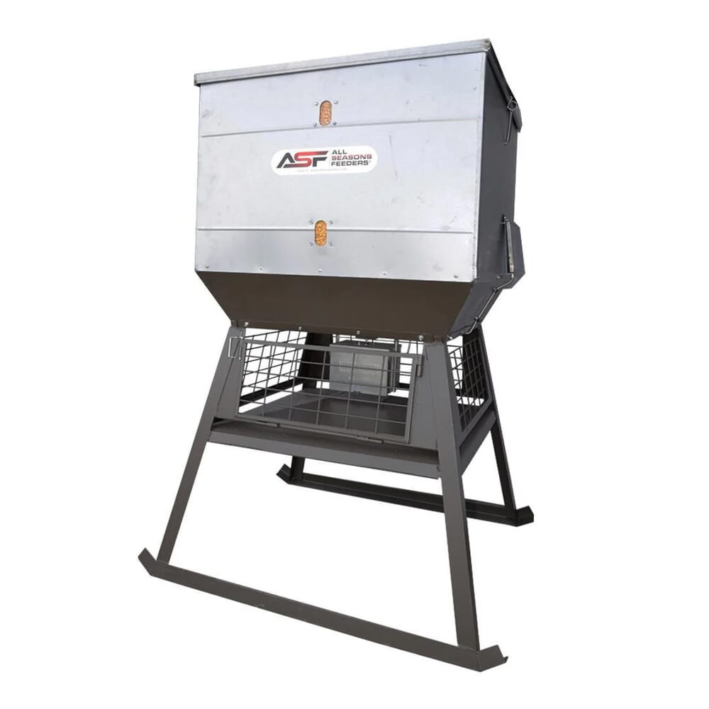 all seasons feeders ASF Stand & Fill 1000lb Broadcast Feeder w/cage - all seasons feeders