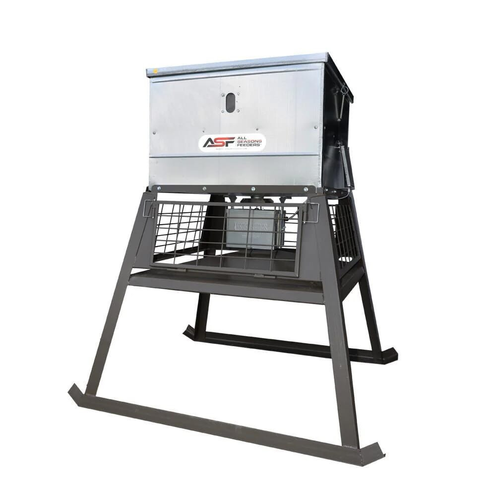 all seasons feeders ASF Stand & Fill 300lb Broadcast Feeder w/cage - all seasons feeders