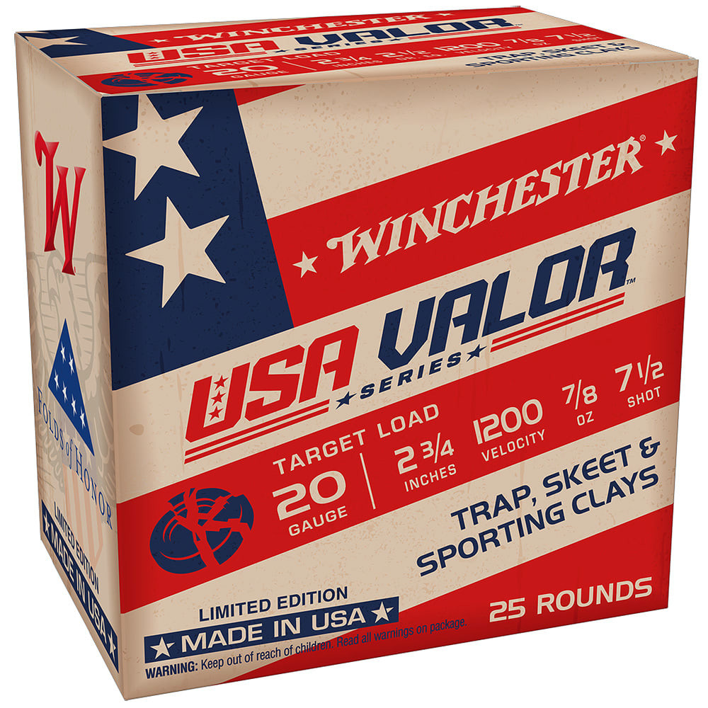 Winchester 20ga 2.75" #7.5 USA Valor LS 7/8oz Shells Case of 250 USAV207 - Winchester