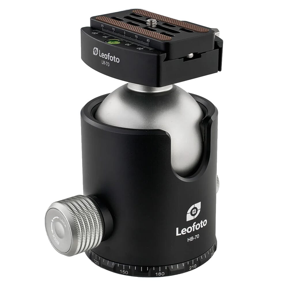 Leofoto HB-70LR 70mm Professional Heavy-Duty Ball Head w/LR-70 70mm Lever-Release Clamp HB-70LR in Black - Leofoto