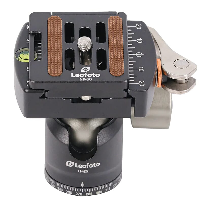 Leofoto LH-25LR 25mm Low Profile Mini Ball Head w/LR-50 Lever-Release Clamp LH-25LR in Black - Leofoto