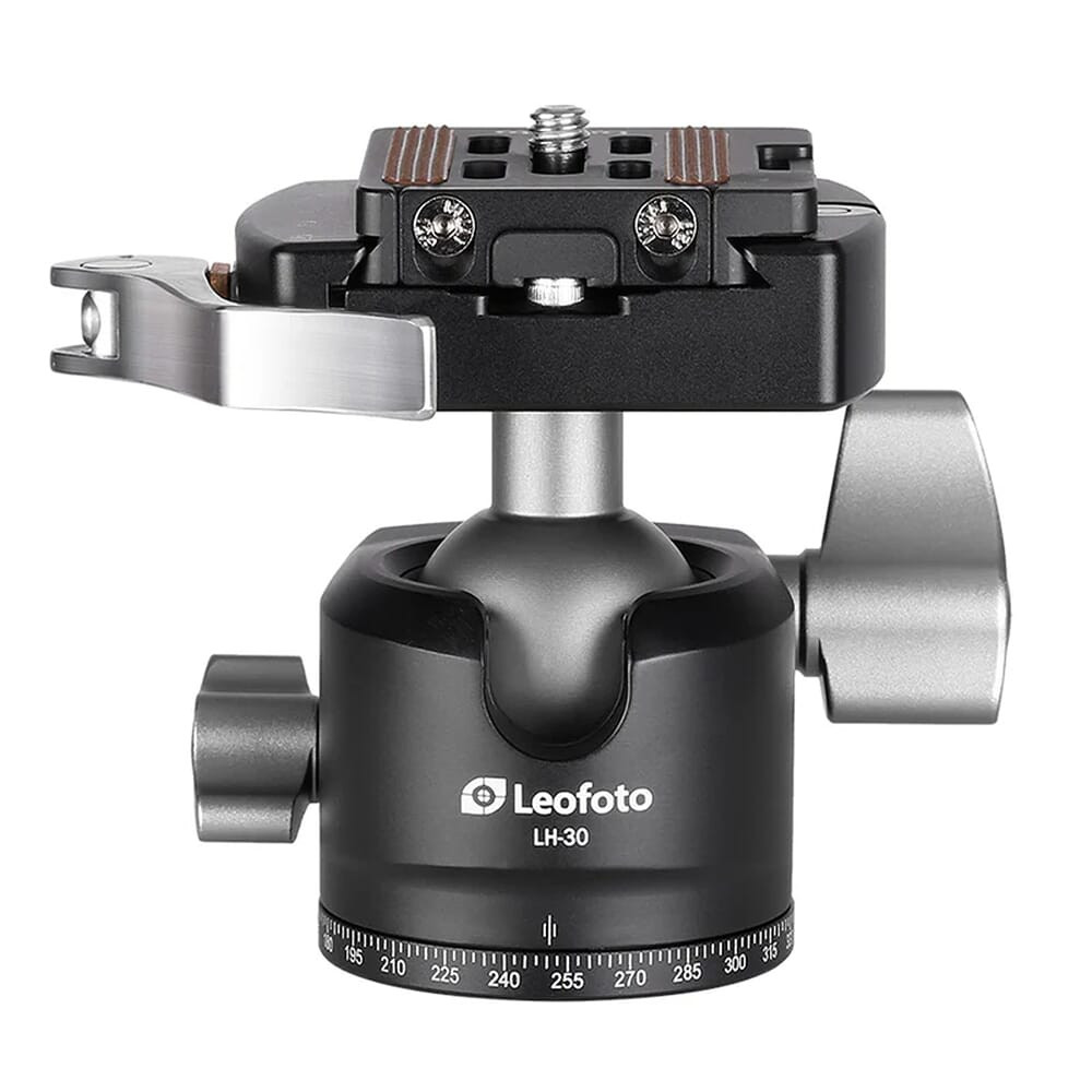 Leofoto LH-30LR 30mm Low Profile Ball Head w/LR-50 Lever-Release Clamp LH-30LR in Black - Leofoto