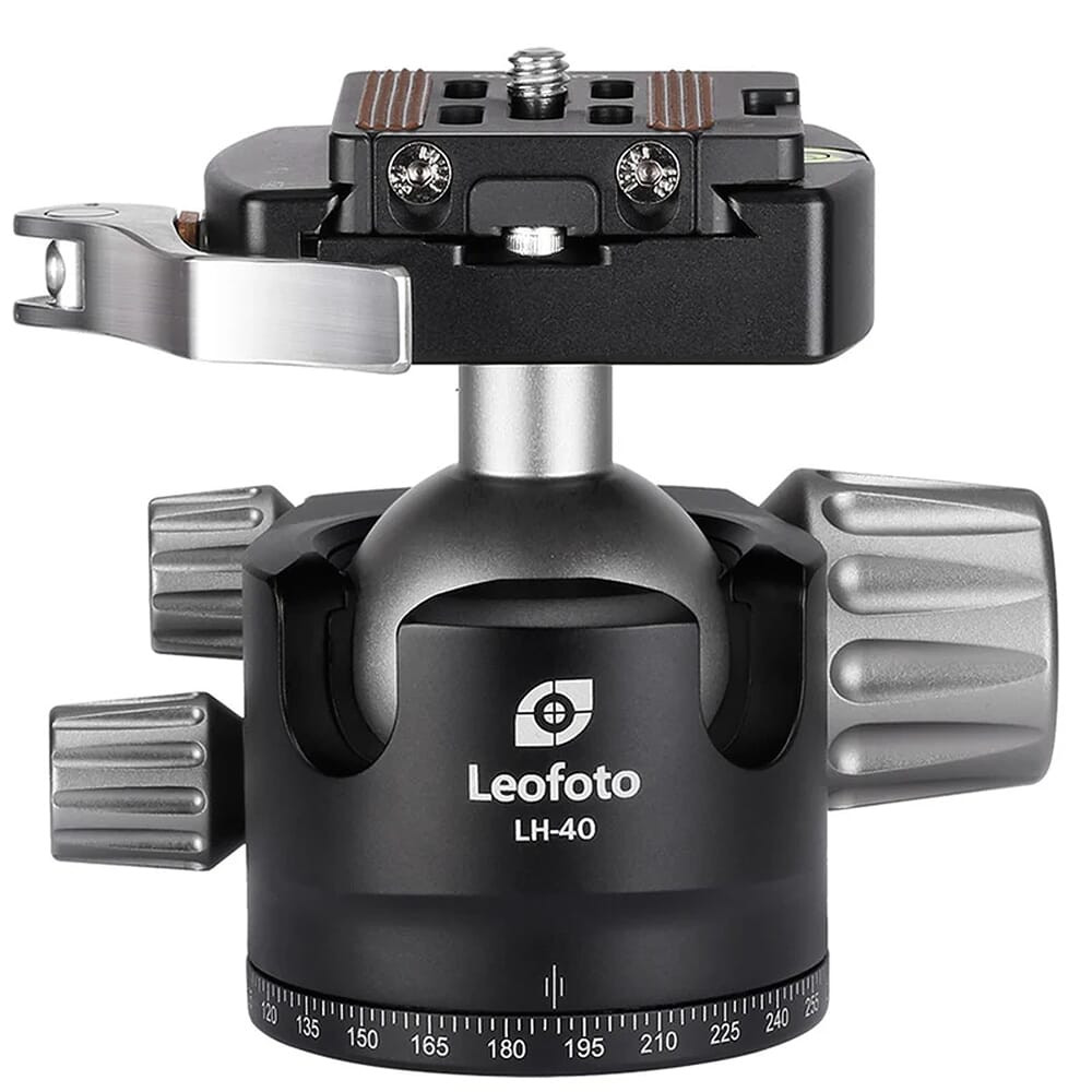 Leofoto LH-40LR 40mm Low Profile Ball Head w/LR-50 Lever-Release Clamp LH-40LR in Black - Leofoto