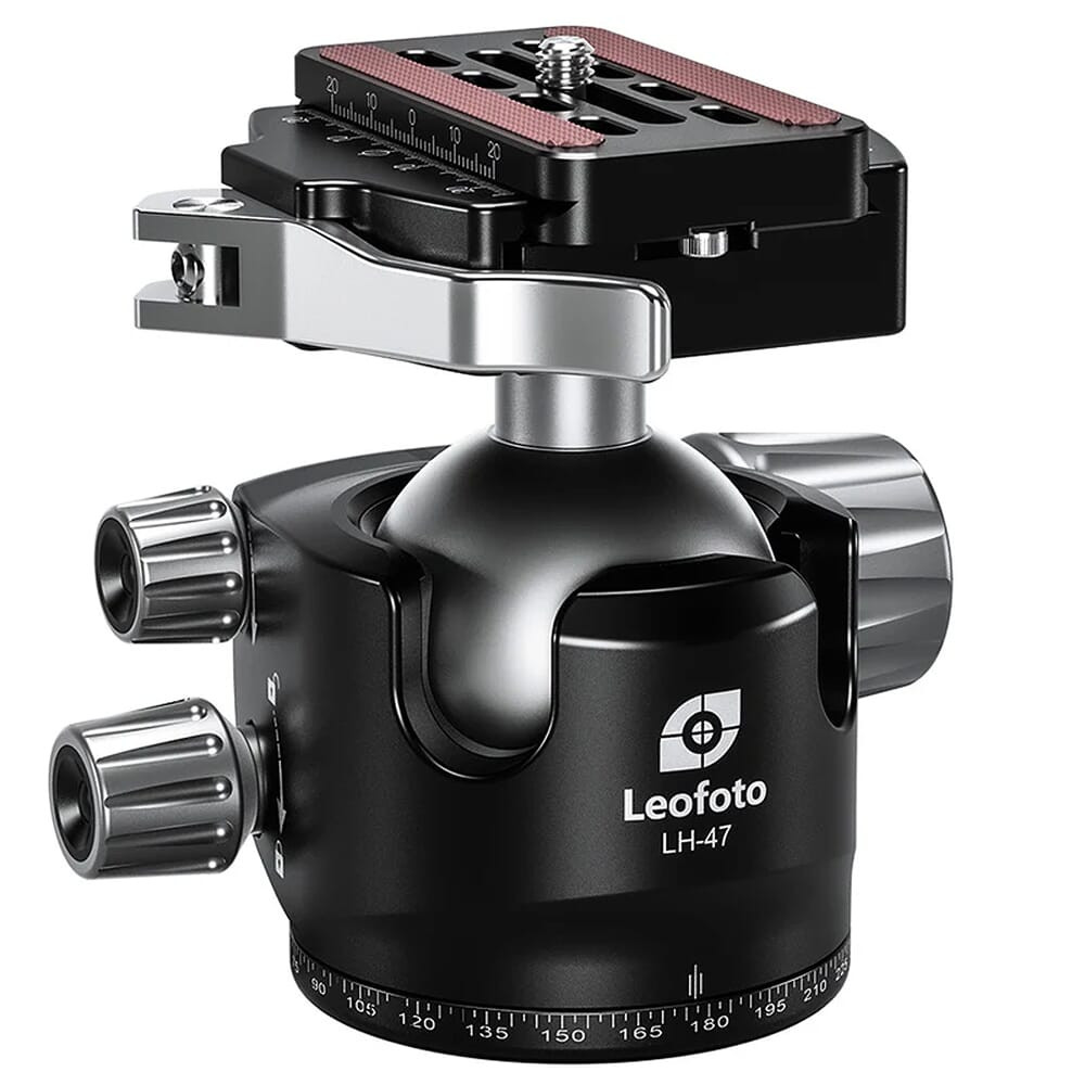 Leofoto LH-47LR 47mm Low Profile Ball Head w/LR-60 Lever-Release Clamp LH-47LR in Black - Leofoto