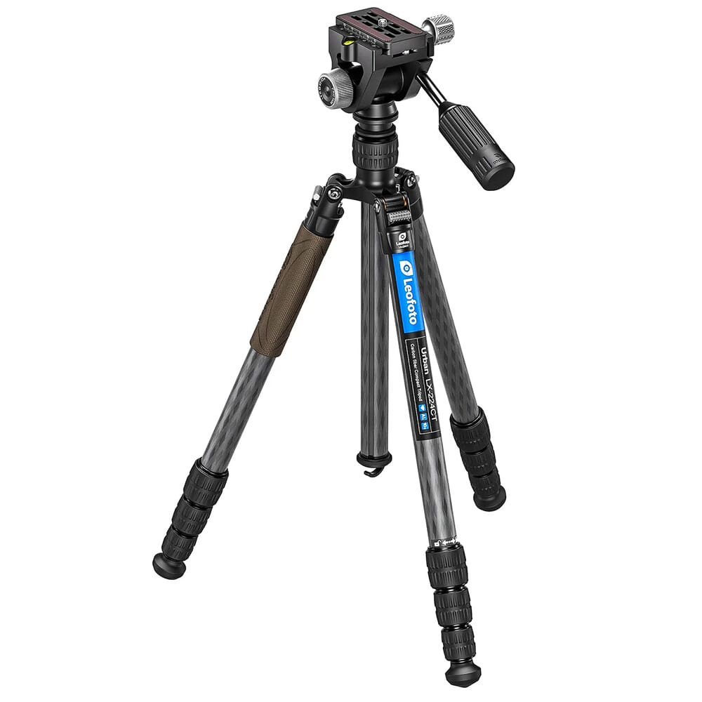 Leofoto LX-224CT Reversible Carbon Fiber Travel Binocular Tripod w/SW-02 Mini Fluid Head LX-224CT-SW-02 in Black - Leofoto