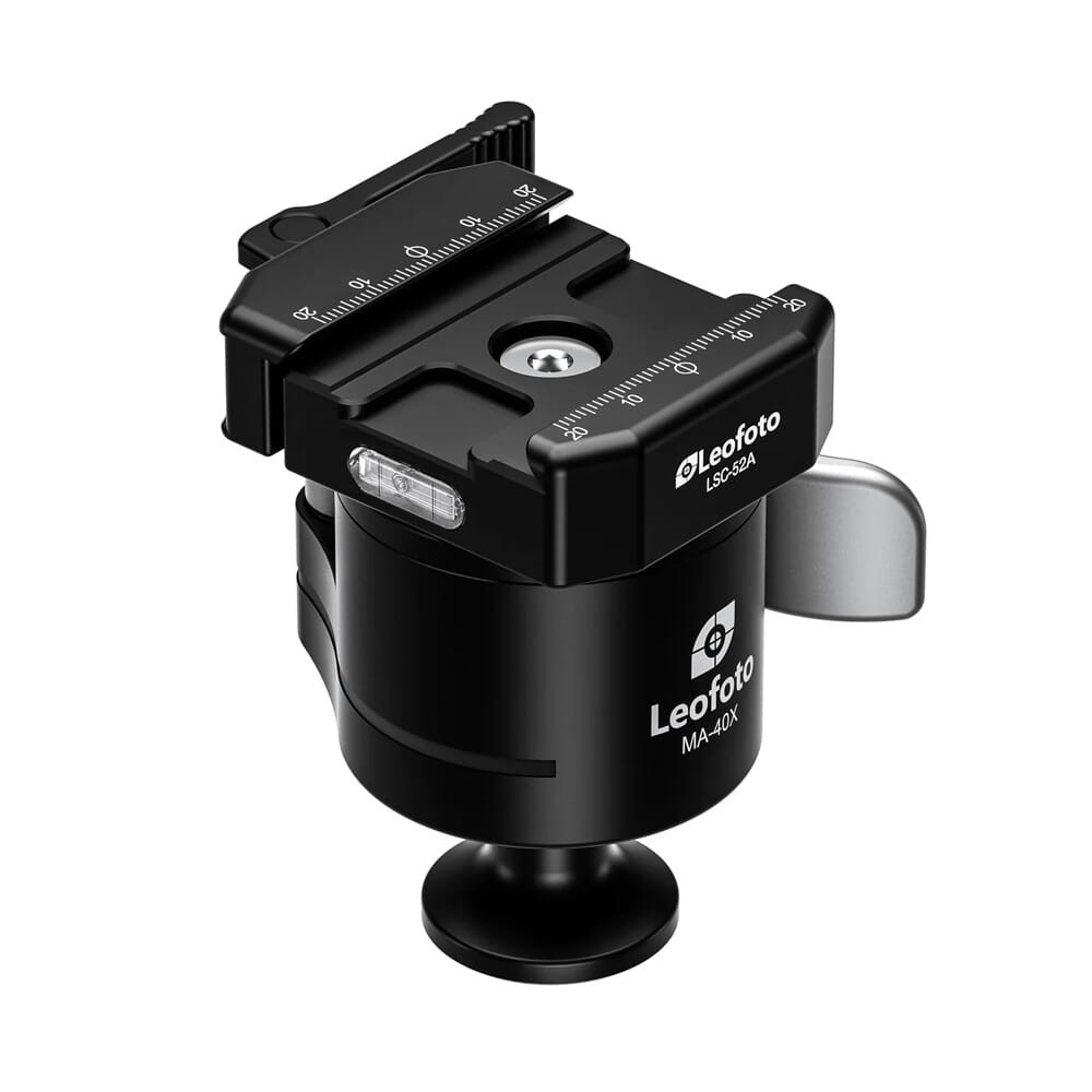 Leofoto MA-40X 40mm Lever-Release Rapid Lock Ball Head w/Rosette & 3/8" Mounting Socket MA-40X-ARCA in Black - Leofoto