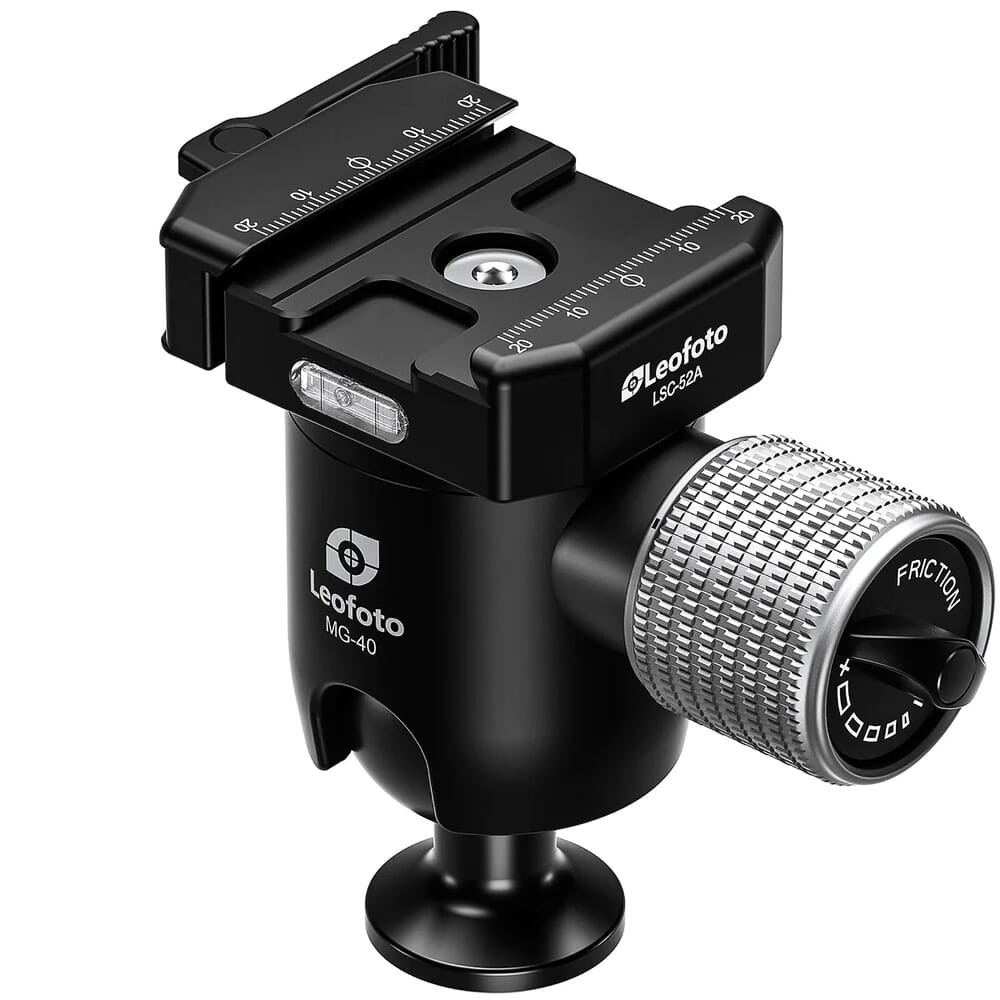 Leofoto MG-40X 40mm Lever-Release Rapid Lock Ball Head w/Rosette, 3/8" Mounting Socket & Knob/Tension Control MG-40X-ARCA in Black - Leofoto