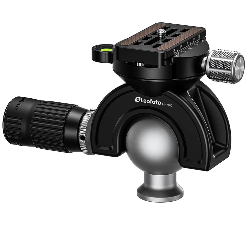 Leofoto MH-50X-Arca 50mm Full Dynamic Ball Head w/Rosette, 3/8" Mounting Socket & Handlebar Control MH-50X-ARCA in Black - Leofoto