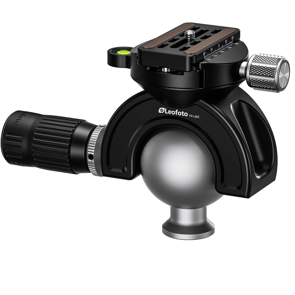 Leofoto MH-60X-Arca 60mm Full Dynamic Ball Head w/Rosette, 3/8" Mounting Socket & Handlebar Control MH-60X-ARCA in Black - Leofoto