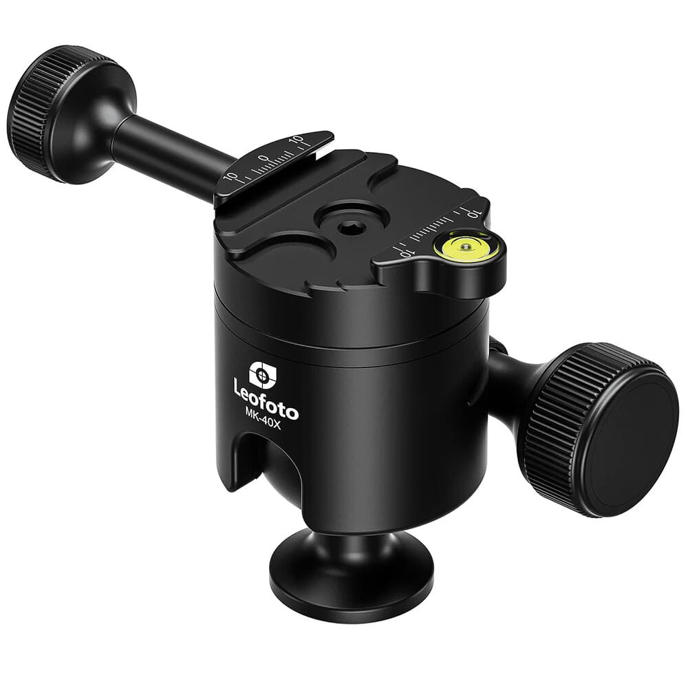 Leofoto MK-40X 40mm Rifle Ball Head w/Rosette, 3/8" Mounting Socket & Elongated Control Knob MK-40X in Black - Leofoto