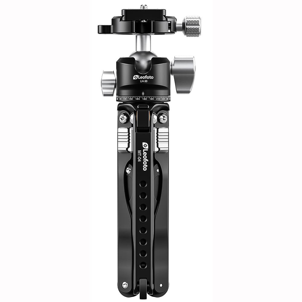 Leofoto MT-04 Folding Aluminum Mini Tripod w/LH-30 Low Profile Ball Head & Bag MT-04-LH-30 in Black - Leofoto
