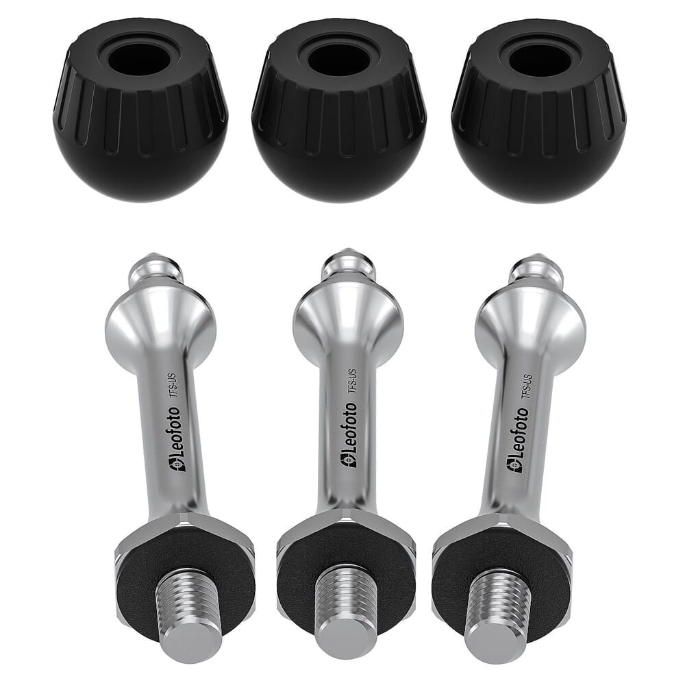 Leofoto TFS-US 3pc Tripod Long Spike/Rubber Feet w/3/8" Thread TFS-US in Black - Leofoto