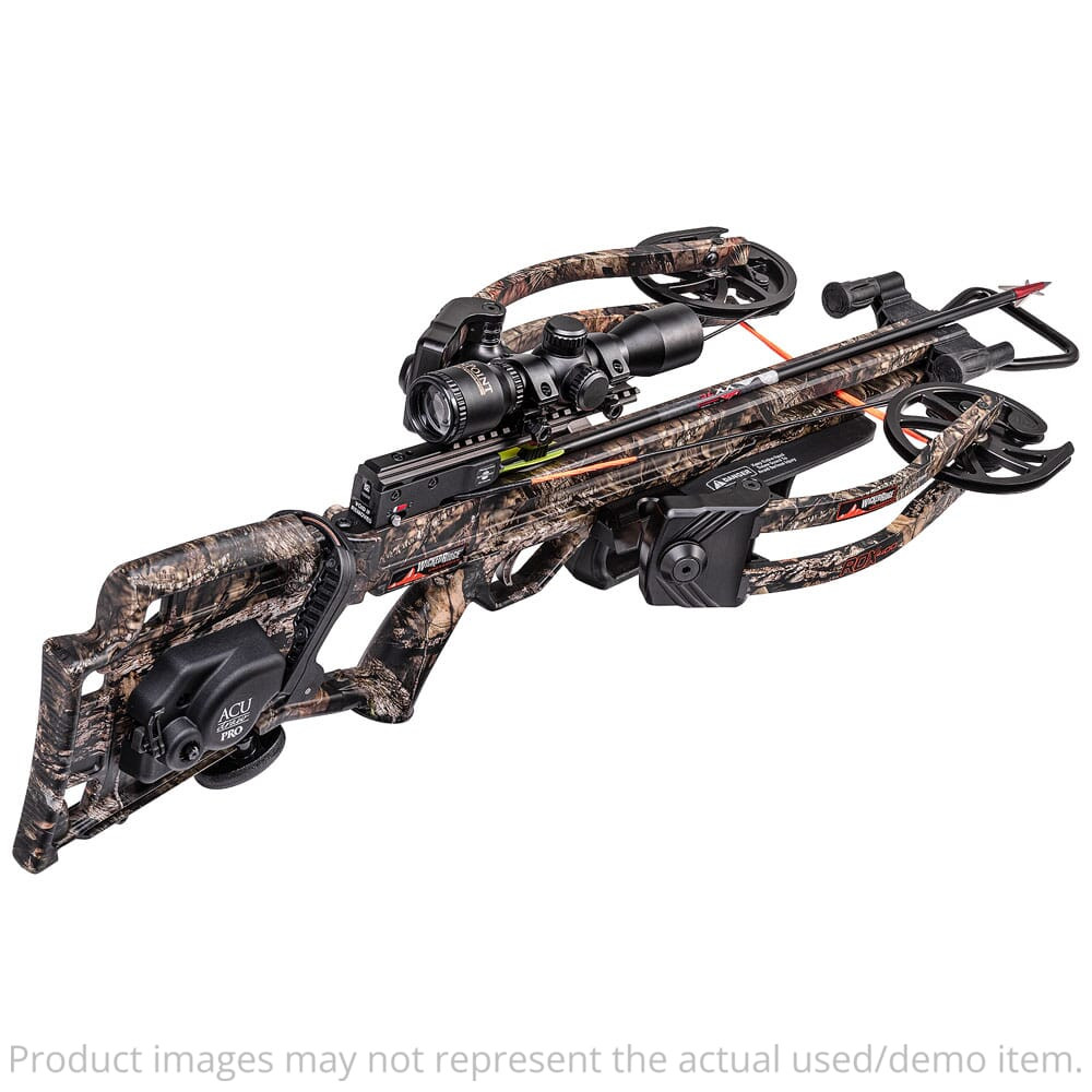 Wicked Ridge RDX 400 Mossy Oak Country Crossbow w/ACUdraw Silent and Multi-Line Scope WR19060-5532 - No Box, Frayed Bow String, Fletching on - 