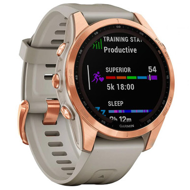Garmin fenix 7S Solar Rose Gold w/Light Sand Band Smartwatch 010-02539-10 - Garmin