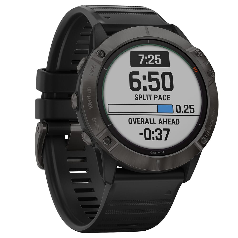 Garmin fenix 6X Pro Solar Ti Carbon Gray DLC w/Black Band Smartwatch 010-02157-20 - Garmin