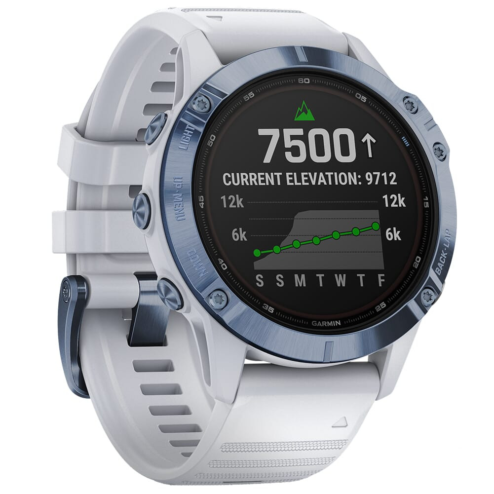 Garmin fenix 6 Pro Solar Mineral Blue w/Whitestone Band Smartwatch 010-02410-18 - Garmin