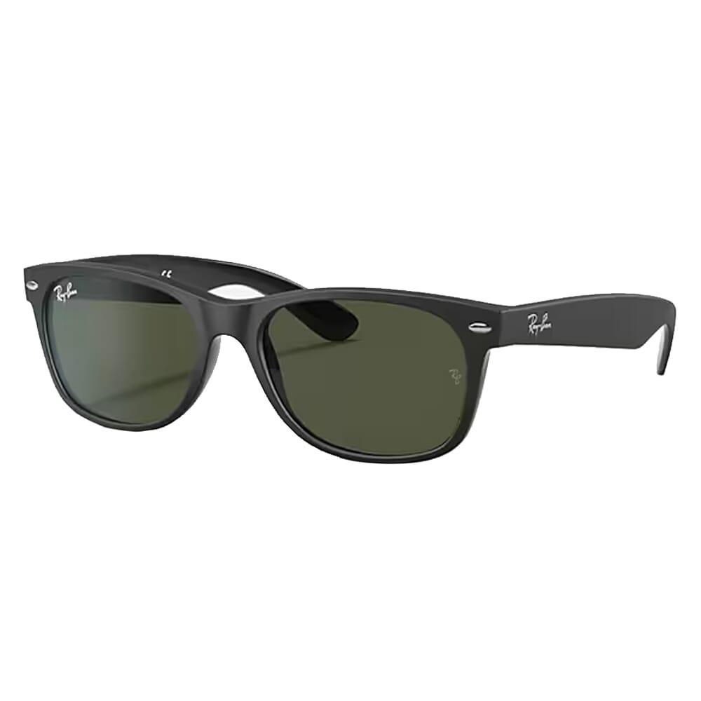 Ray-Ban New Wayfarer Glasses Rubber Black on Black G-15 Green 0RB2132-64623155 - Ray-Ban