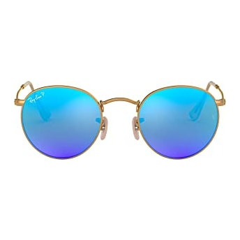 Ray-Ban Round Metal Matte Arista Blue Mirror Polar 0RB3447-1124L50 - Ray-Ban