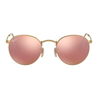 Ray-Ban Round Metal Matte Arista Light Brown Mirror Pink 0RB3447-112Z250 - Ray-Ban