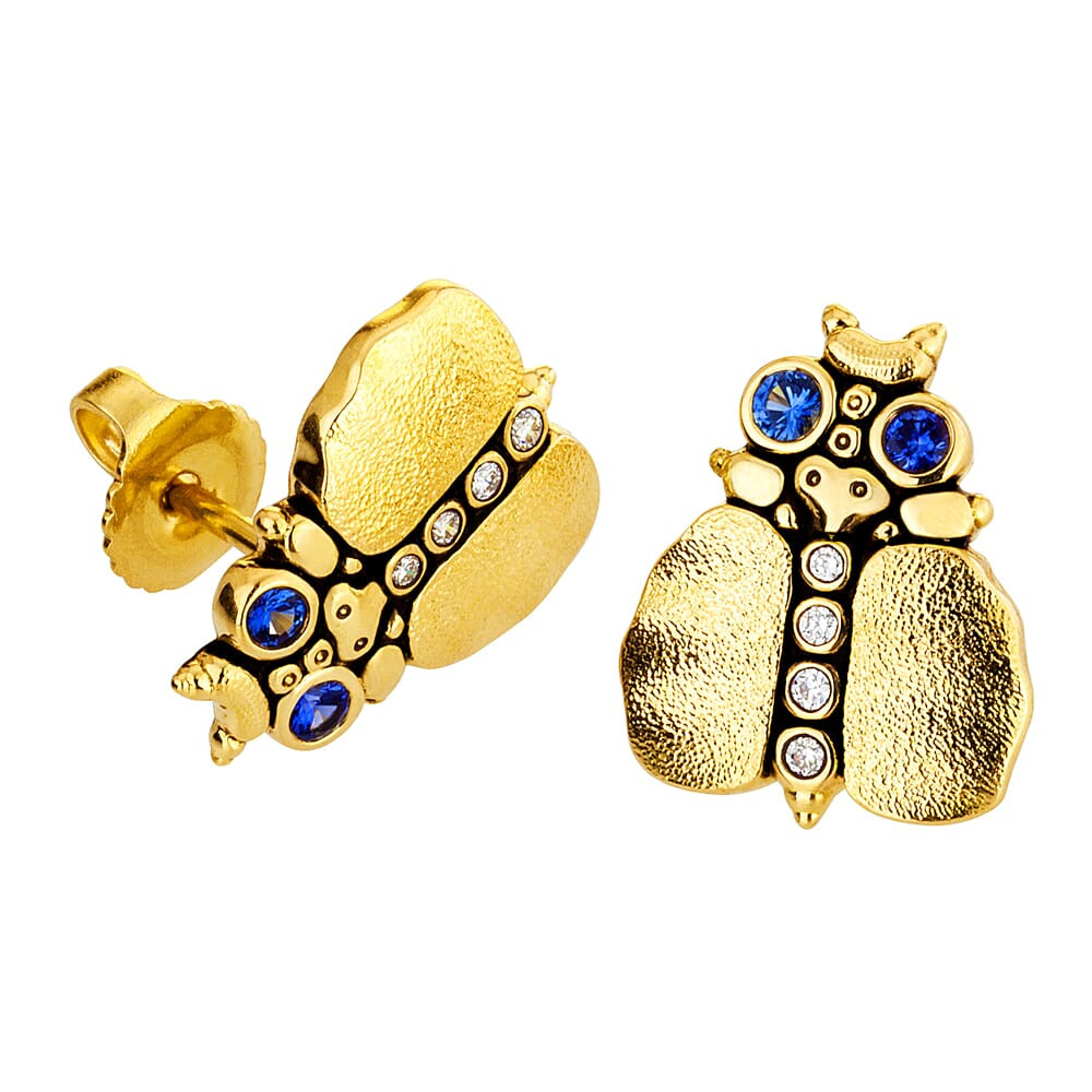 Alex Sepkus 18K Sapphire and Diamond Entomology IV Earrings E-108 in Gold - Alex Sepkus