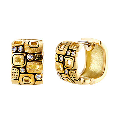 Alex Sepkus 18k and Diamond "little Windows" Huggie Earrings E-83 - Alex Sepkus