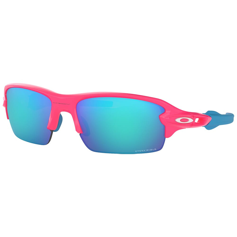 Oakley Flak XS Neon Pink w/PRIZM Sapphire Lenses OJ9005-0359 in Neon Pink/Turquoise - Oakley