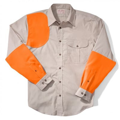 Filson Lt Wt Shooting Shirt - Right (Ak Fit) DstTnBlaze XS FCO-010087 FIL-10661-DstTnBlaze-XS|FIL-10661-DstTnBlaze-XS in Tan/blaze Orange - Filson