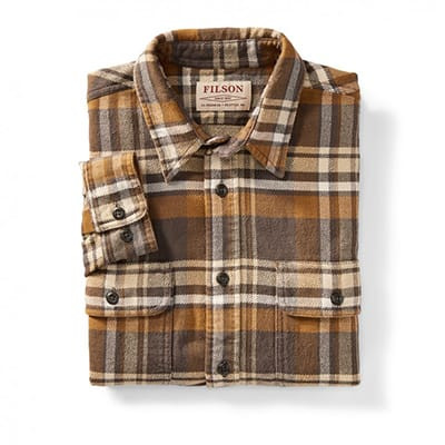 Filson Vintage Flannel Work Shirt TanGoldCrm M FCO-016433 FIL-10689-TanGoldCrm-M in Tan/gold/cream - Filson