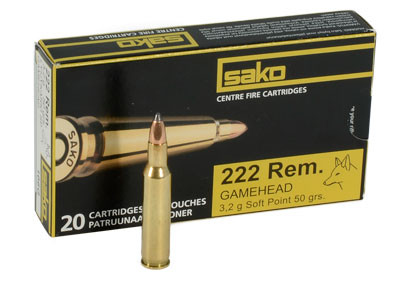 Sako 222 Rem 50gr Gamehead Rifle Ammunition - Sako