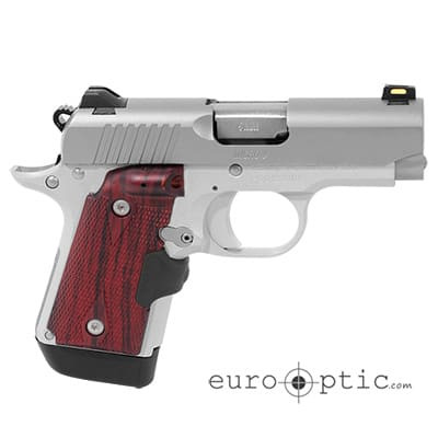 Kimber Kimber Micro 9 Stainless Rosewood LaserGrips (1) 7rd Mag Fiber-optic Front Sight 3700482 - $799.99 at EuroOptic