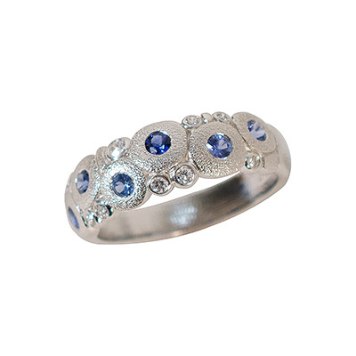 Alex Sepkus Platinum, Sapphire and Diamond "Candy" Ring R-122PS, 6.5 - Alex Sepkus