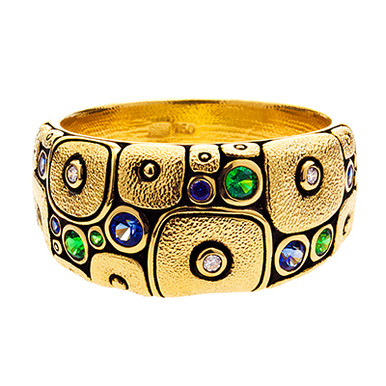 Alex Sepkus 18K Sapphire and Diamond "Blocks" Ring R-135S, 6.5