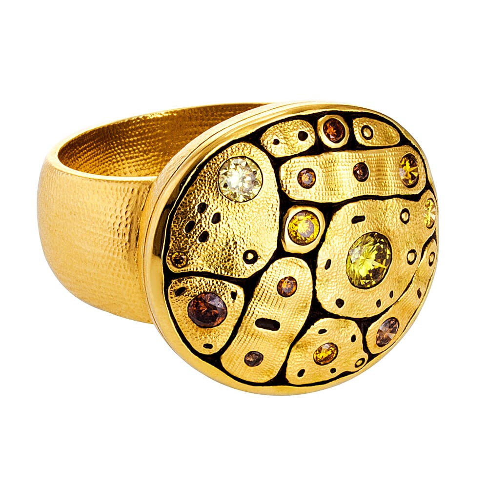Alex Sepkus 18K and Natural Color Diamond Early Spring Ring R-188DC in Gold, 6.5 - Alex Sepkus