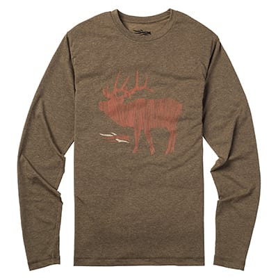 Sitka Gear Sitka ELK Sketch Long Sleeve T-Shirt Mud 20040-MD Top - Sitka Gear