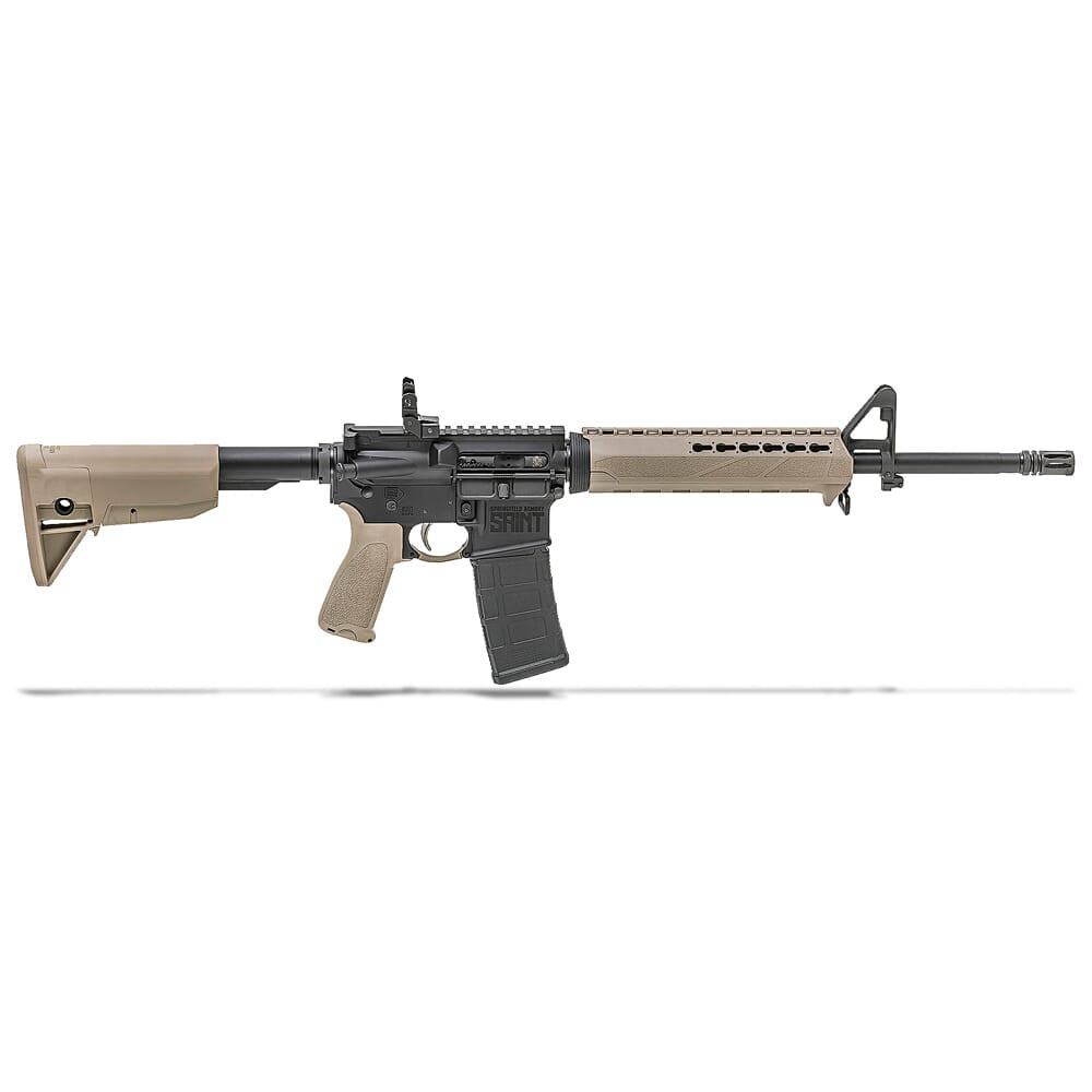 Springfield Armory 5.56 FDE Saint w/ Chrome Moly 16" Barrel Mid Length Gas System Rifle ST916556FDE - Springfield Armory